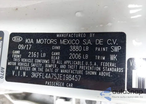 2018 Kia Forte Lx z USA, uszkodzony, nr VIN 3KPFL4A75JE198457
